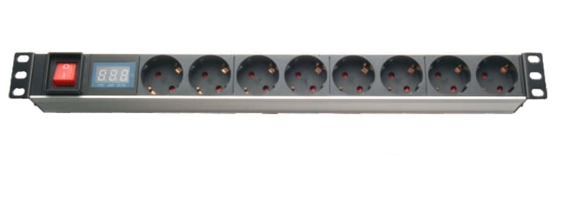 8 ways Germany socket PDU with voltage display and switch