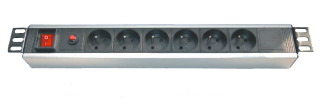6 ways French socket PDU with overload protection and switch